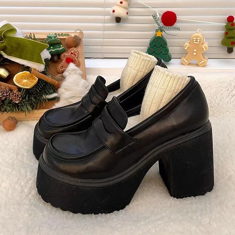 Chunky Y2K Loafer Heels