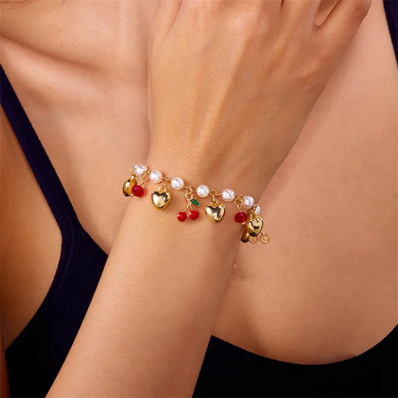 Y2K Pearl Charm Bracelet