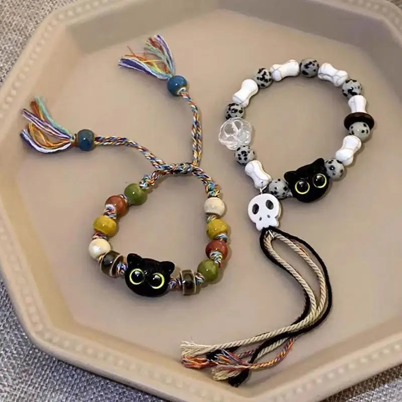 Cat Skull Beaded Bracelet