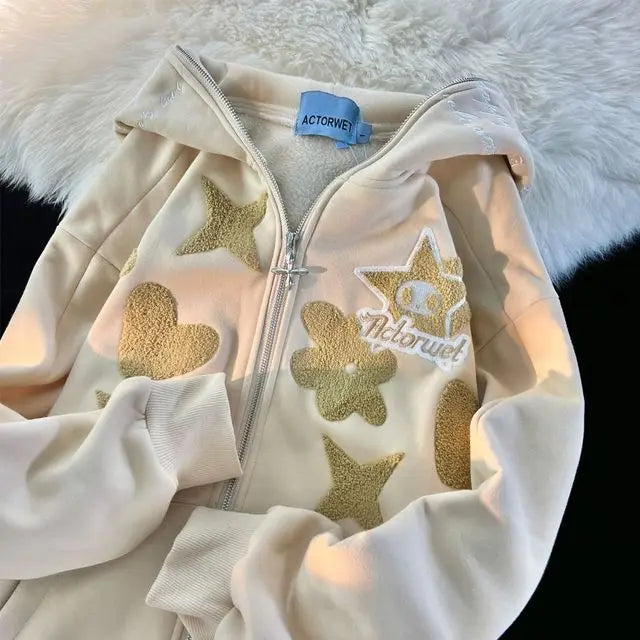 Y2K Full Zip Star Hoodie