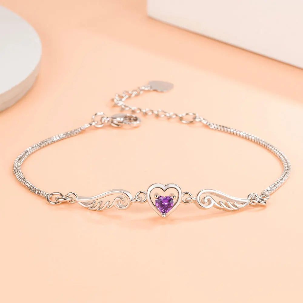 Sterling Silver Angel Heart Bracelet