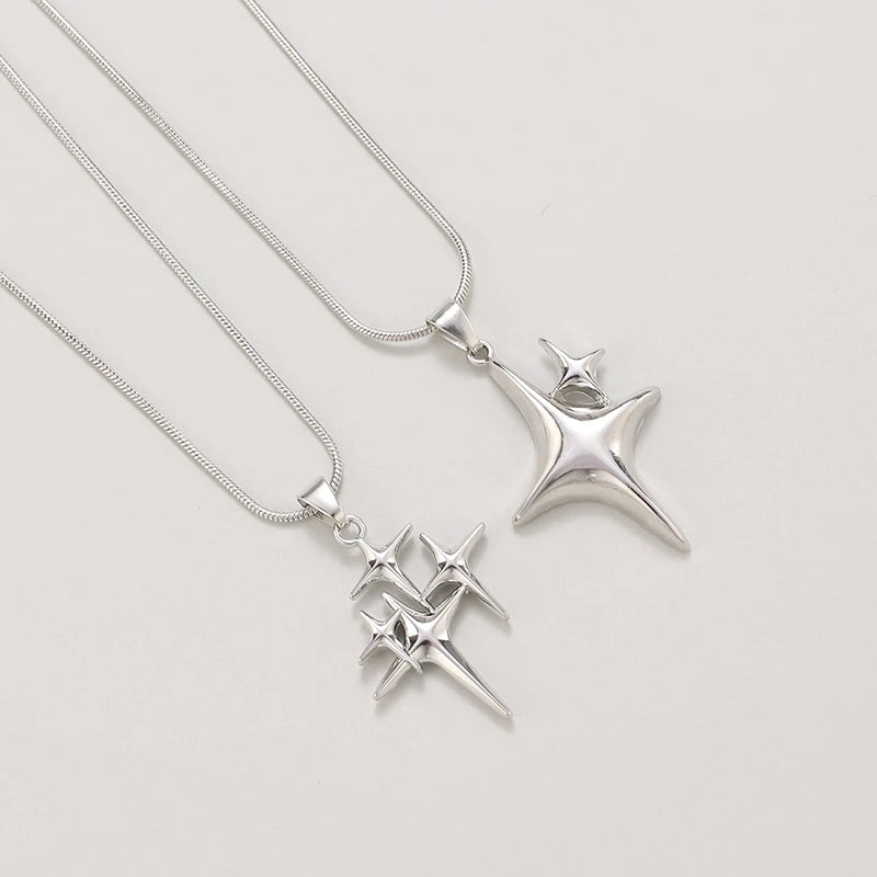 Y2K Silver Star Necklace