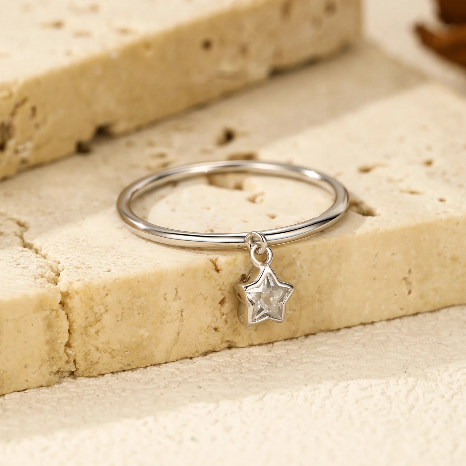 Y2K Silver Star Charm Ring