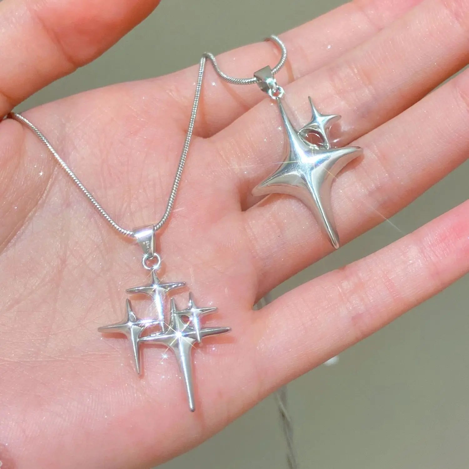 Y2K Silver Star Necklace