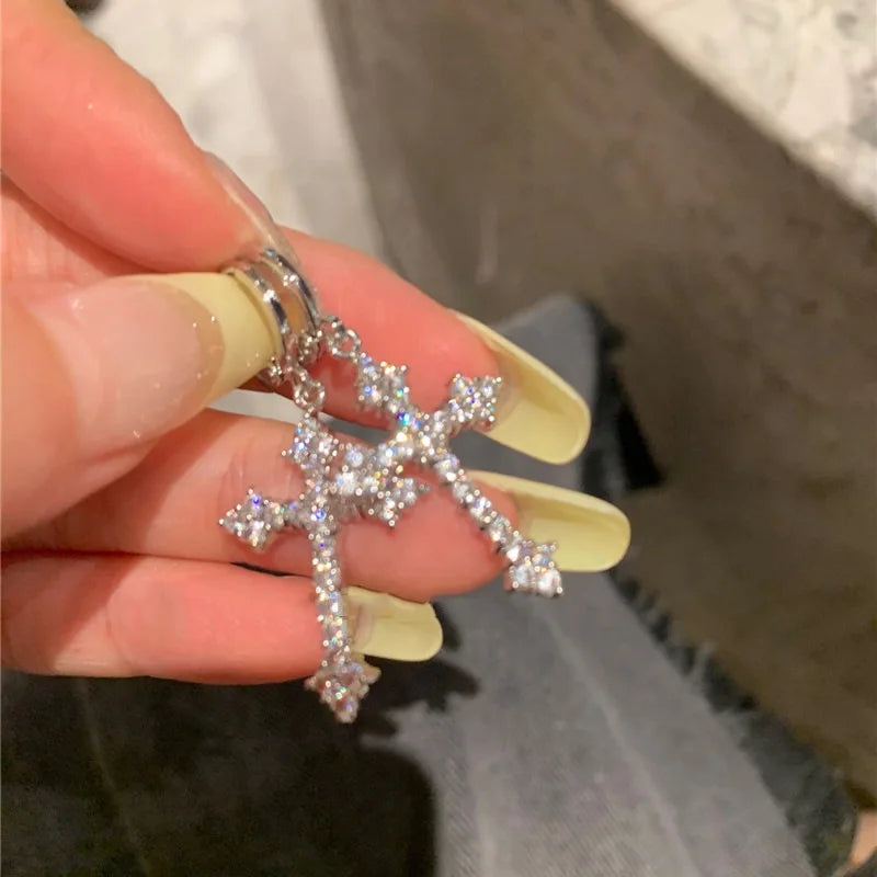 Rhinestone Cross Earrings