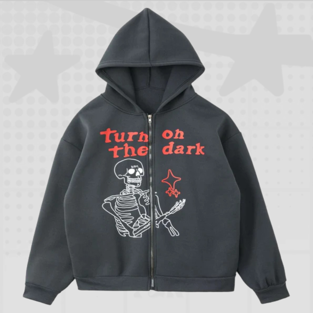 Skeleton Full Zip Hoodie Y2K