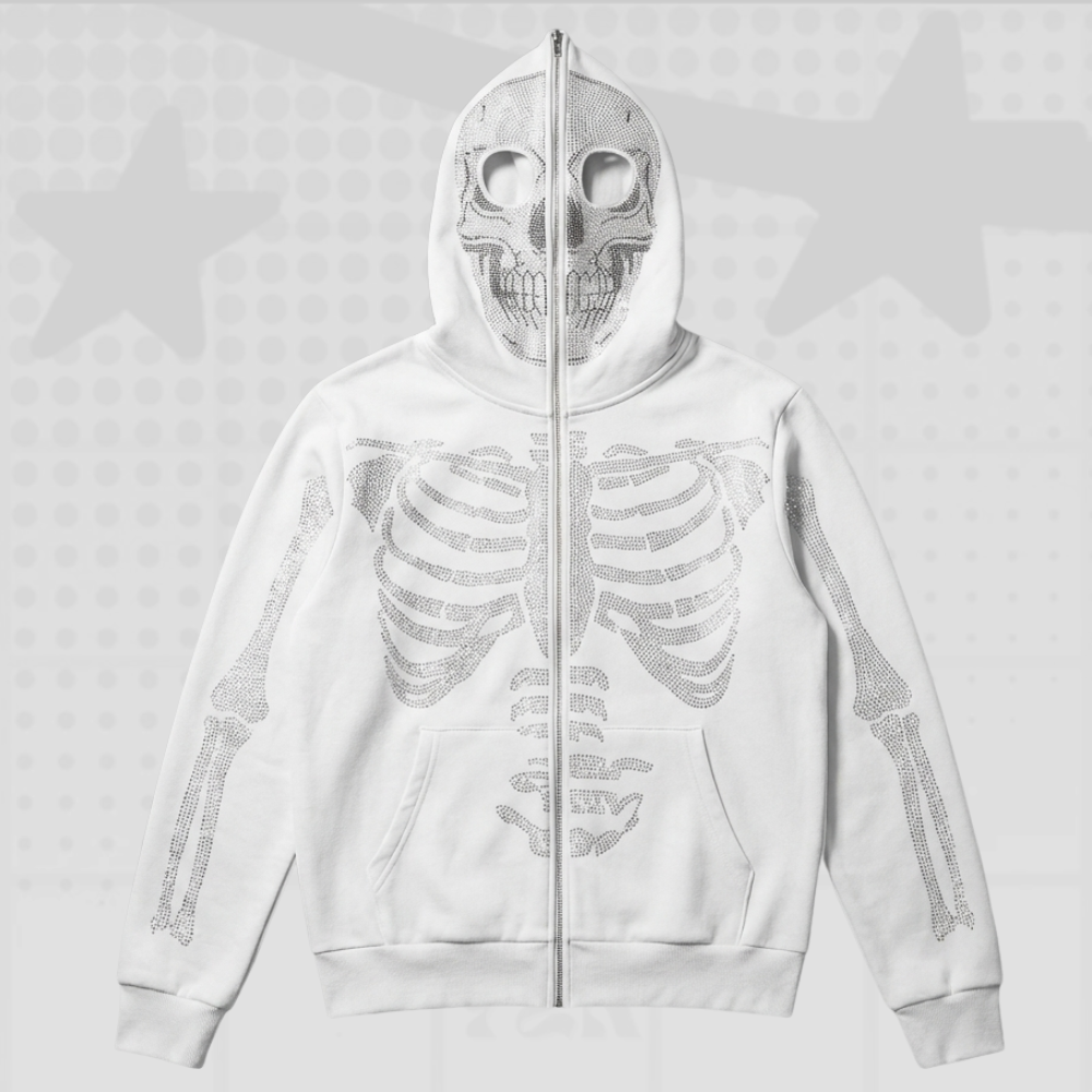 Rhinestone Full Zip Hoodie Y2K