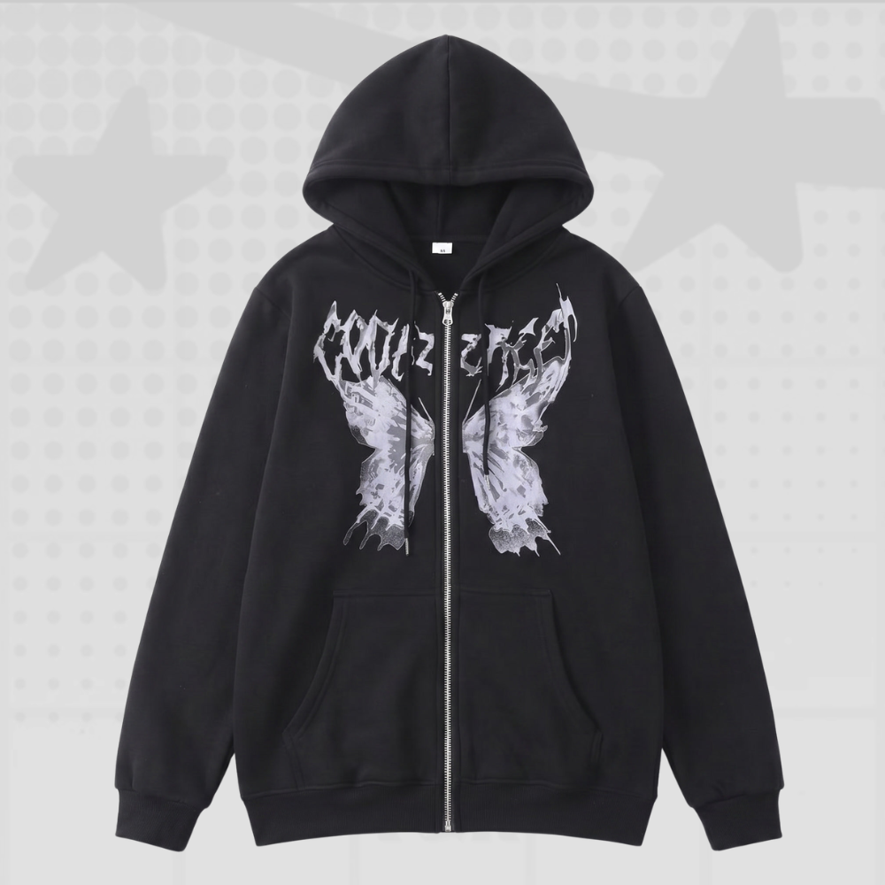 Butterfly Y2K Zip Up Hoodie