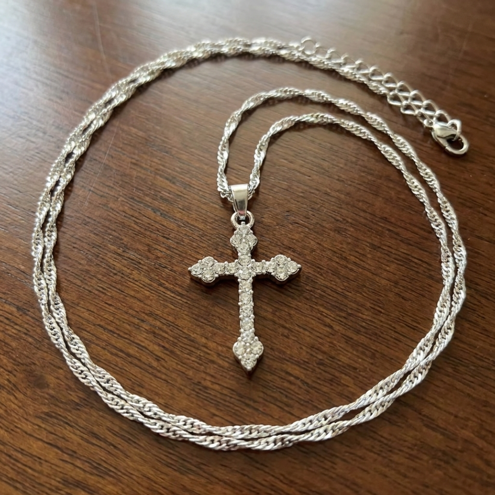 Crystal Cross Pendant Necklace