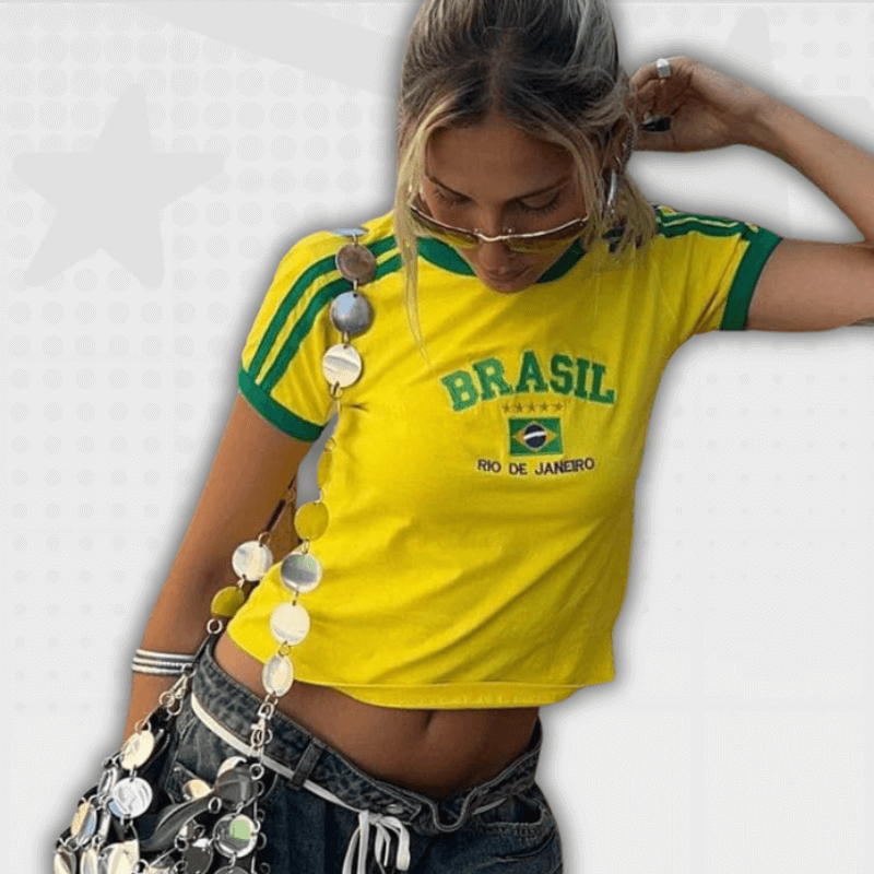 Brasil Crop Top Y2k