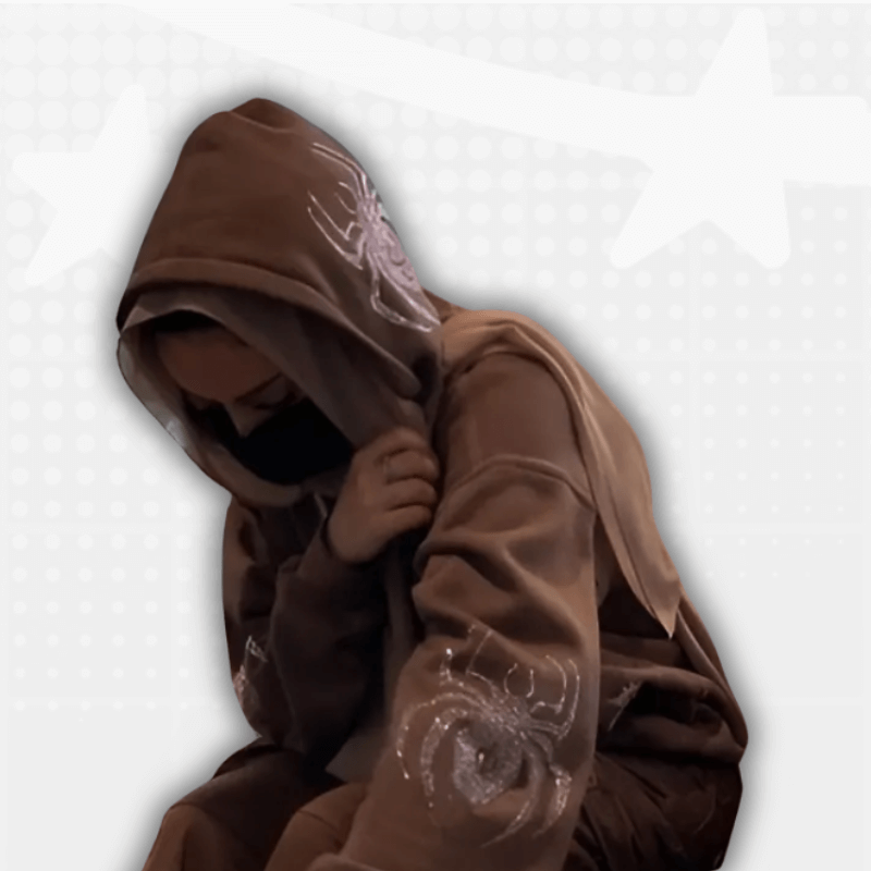 Brown Rhinestone Y2K Zip Up Hoodie