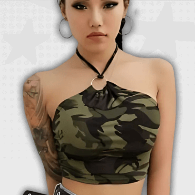 Cammo Y2K Crop Top