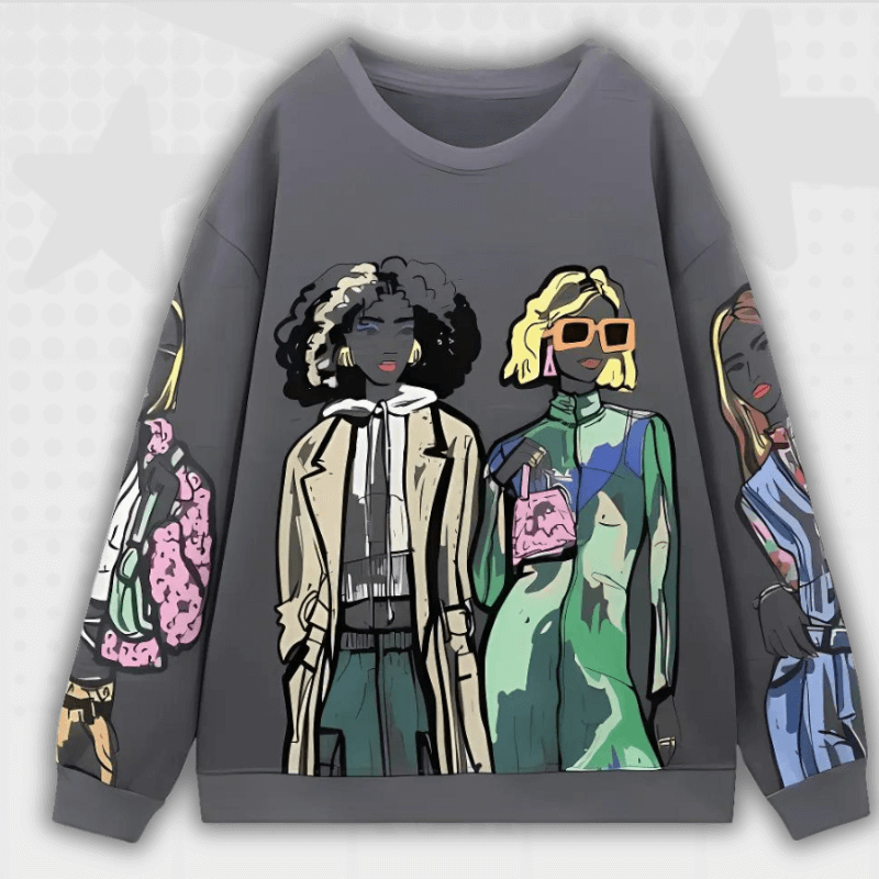 Cartoon Print Y2K Sweatshirt