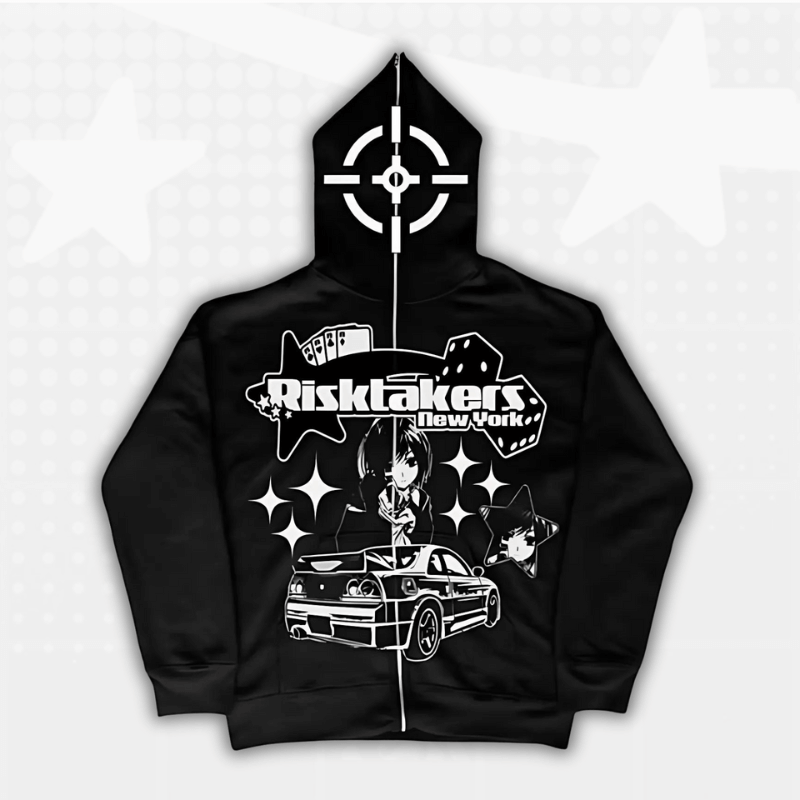 Graphic Zip Up Hoodie Y2K