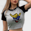 Grey Y2K Crop Tee