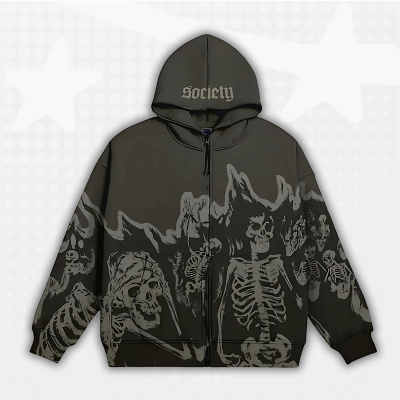 Grunge Y2K Full Zip Hoodie