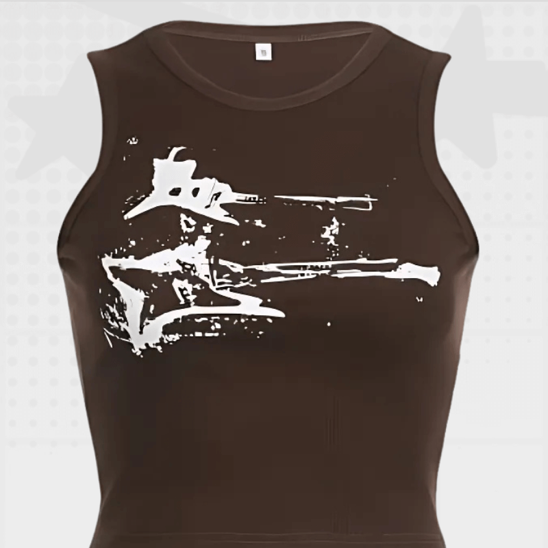 Guitar Print Y2K Cropped Tank Top