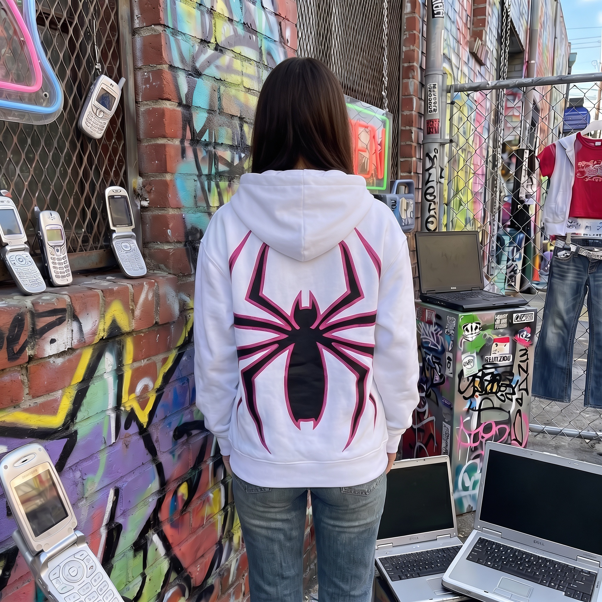 Y2K Full Zip Spider Hoodie