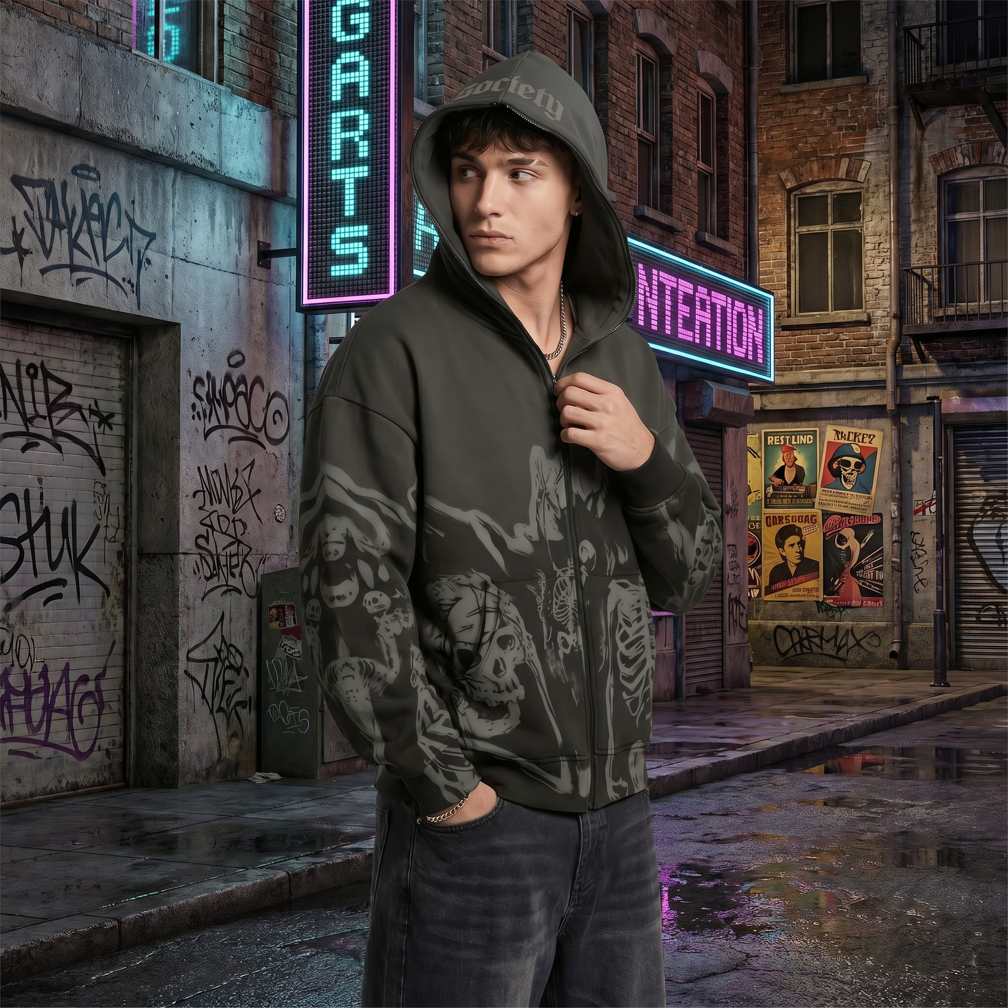 Grunge Y2K Full Zip Hoodie