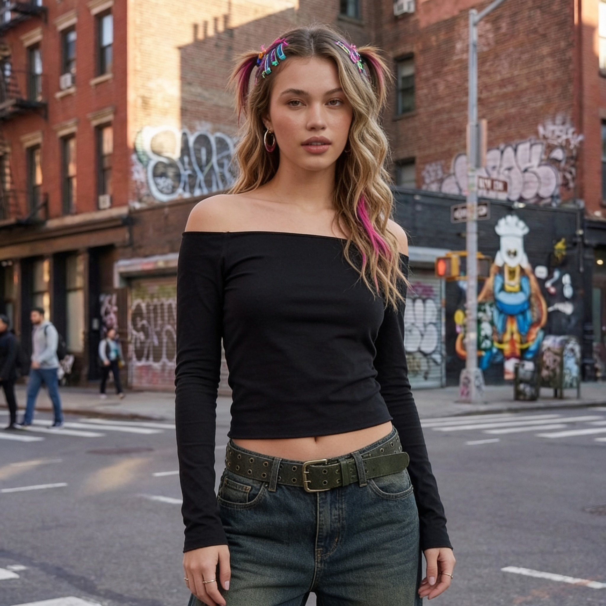 Long Sleeve Open Shoulder Top