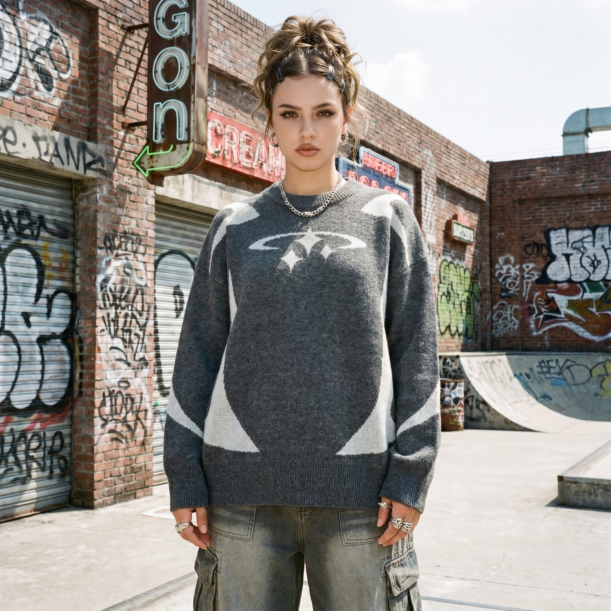 Star Pattern Y2K Sweater