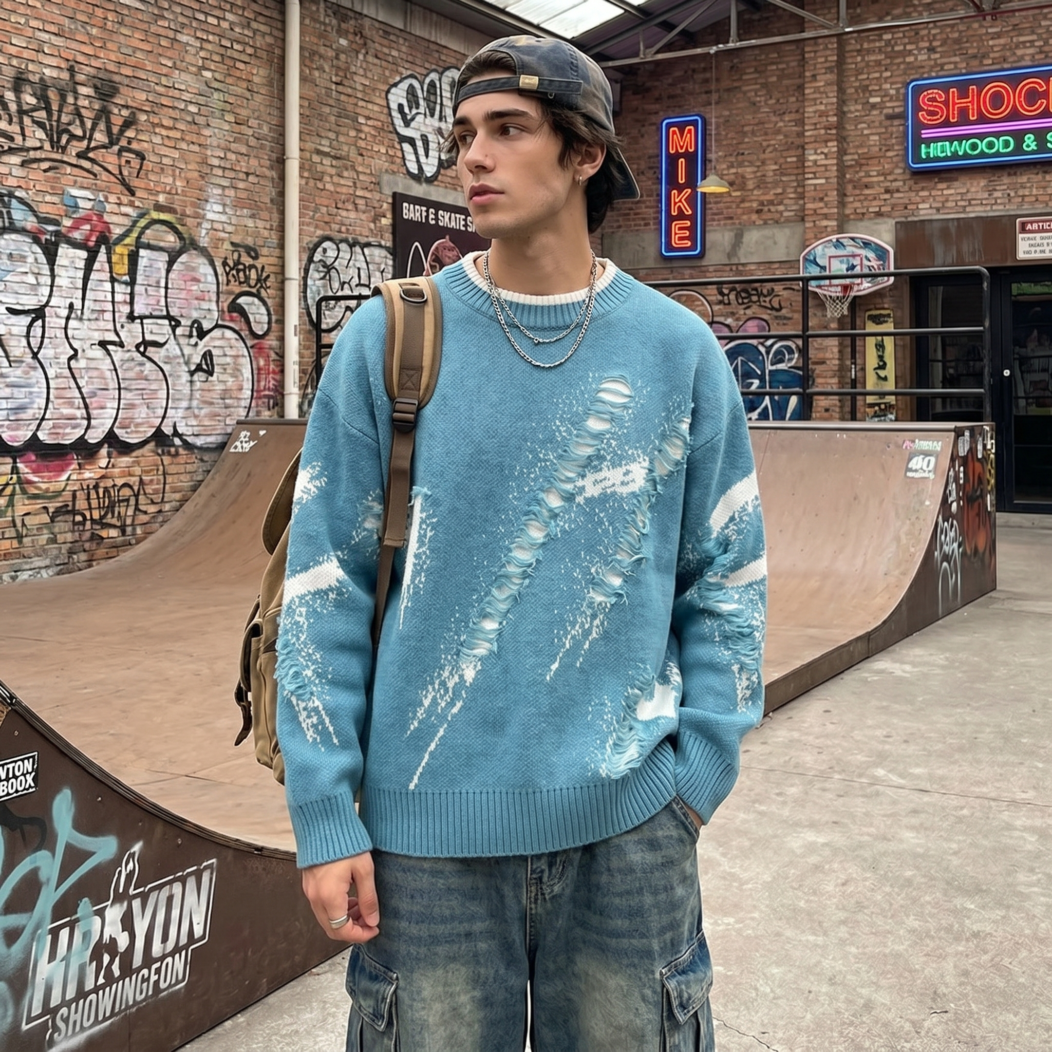 Y2K Men Casual Sweater