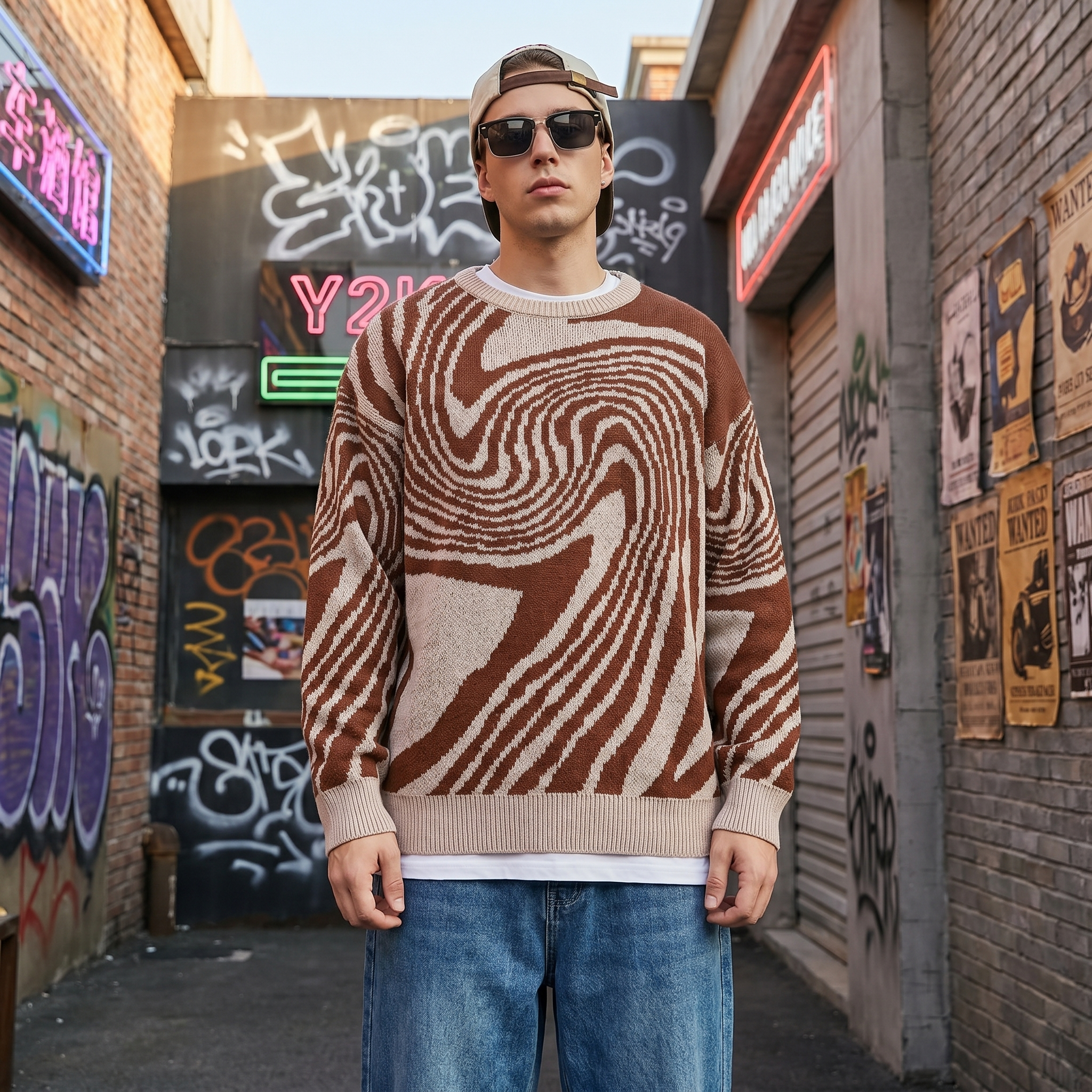 Jacquard Pattern Y2K Pullover