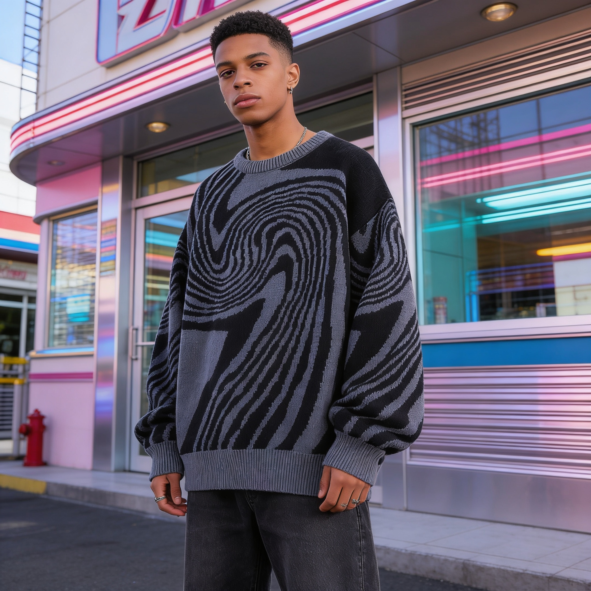 Jacquard Pattern Y2K Pullover