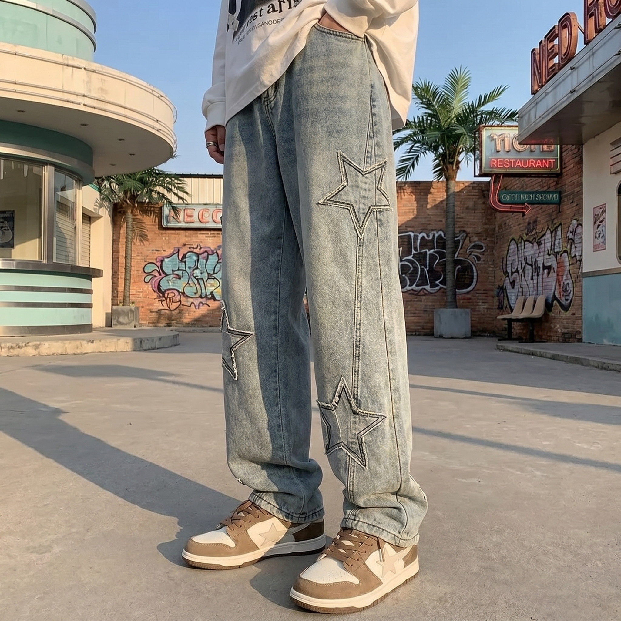 Embroidered Men's Jeans Y2K