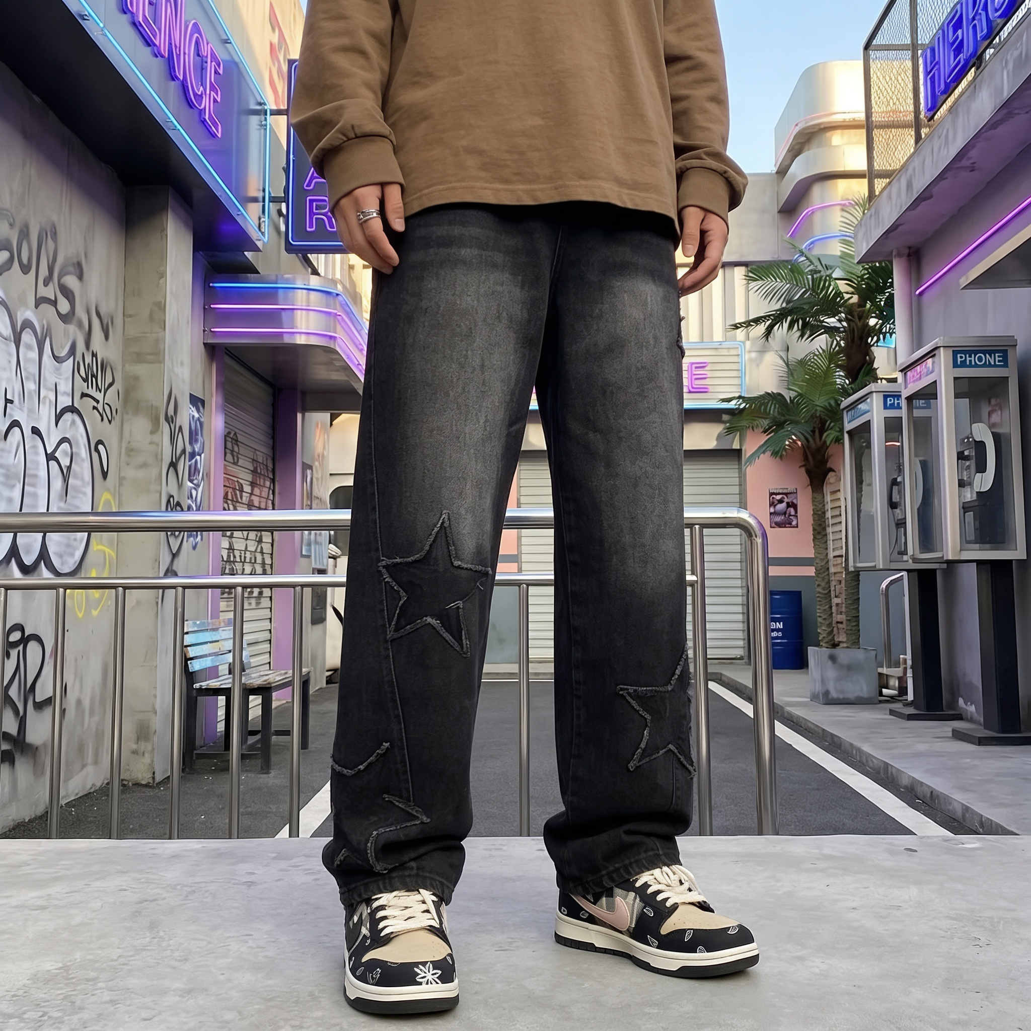 Embroidered Men's Jeans Y2K