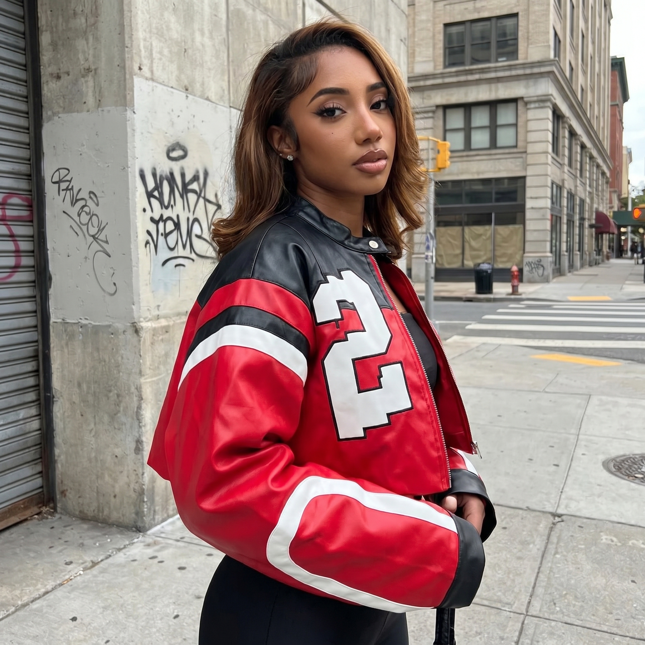 Racing Style Cropped Jacket