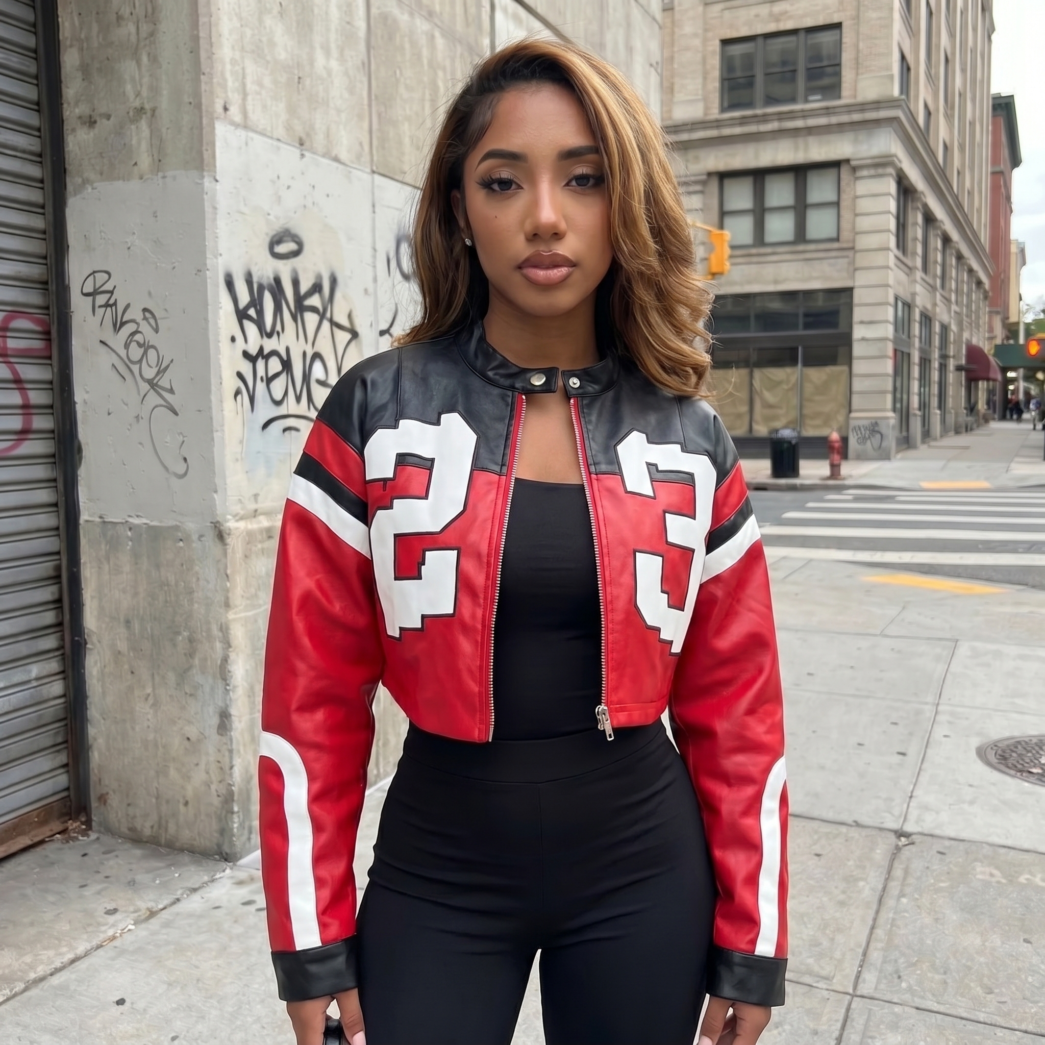 Racing Style Cropped Jacket