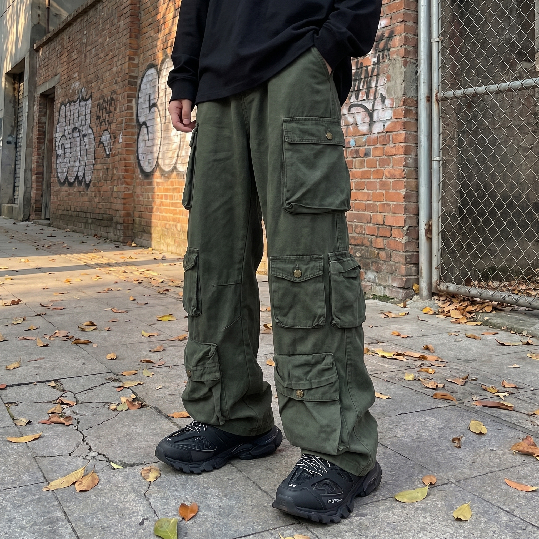 Green Y2K Cargo Pants