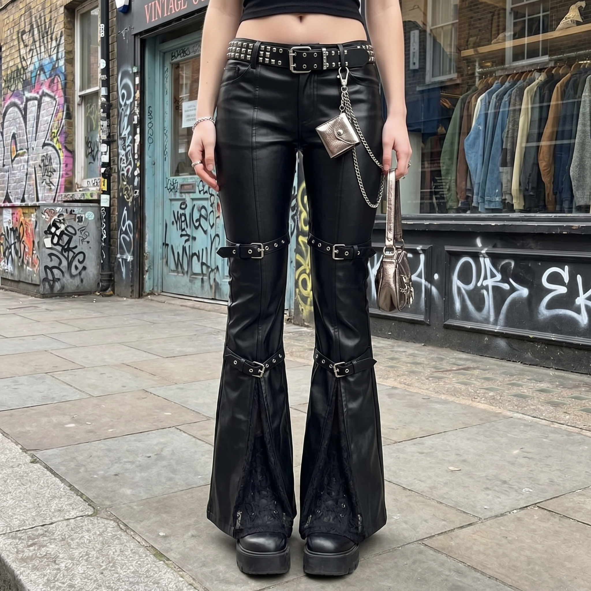 Y2K Leather Flare Pant