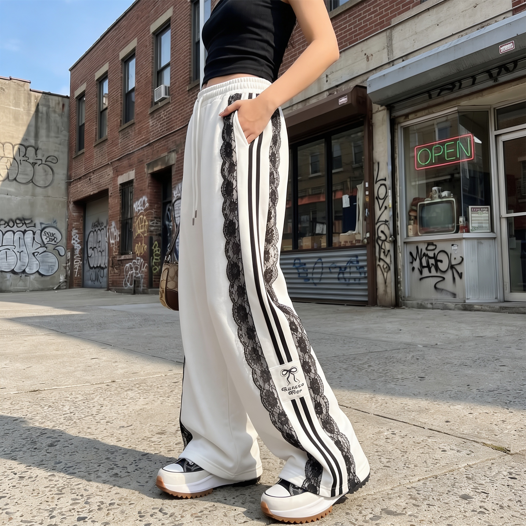 Lace Patchwork Casual Pants
