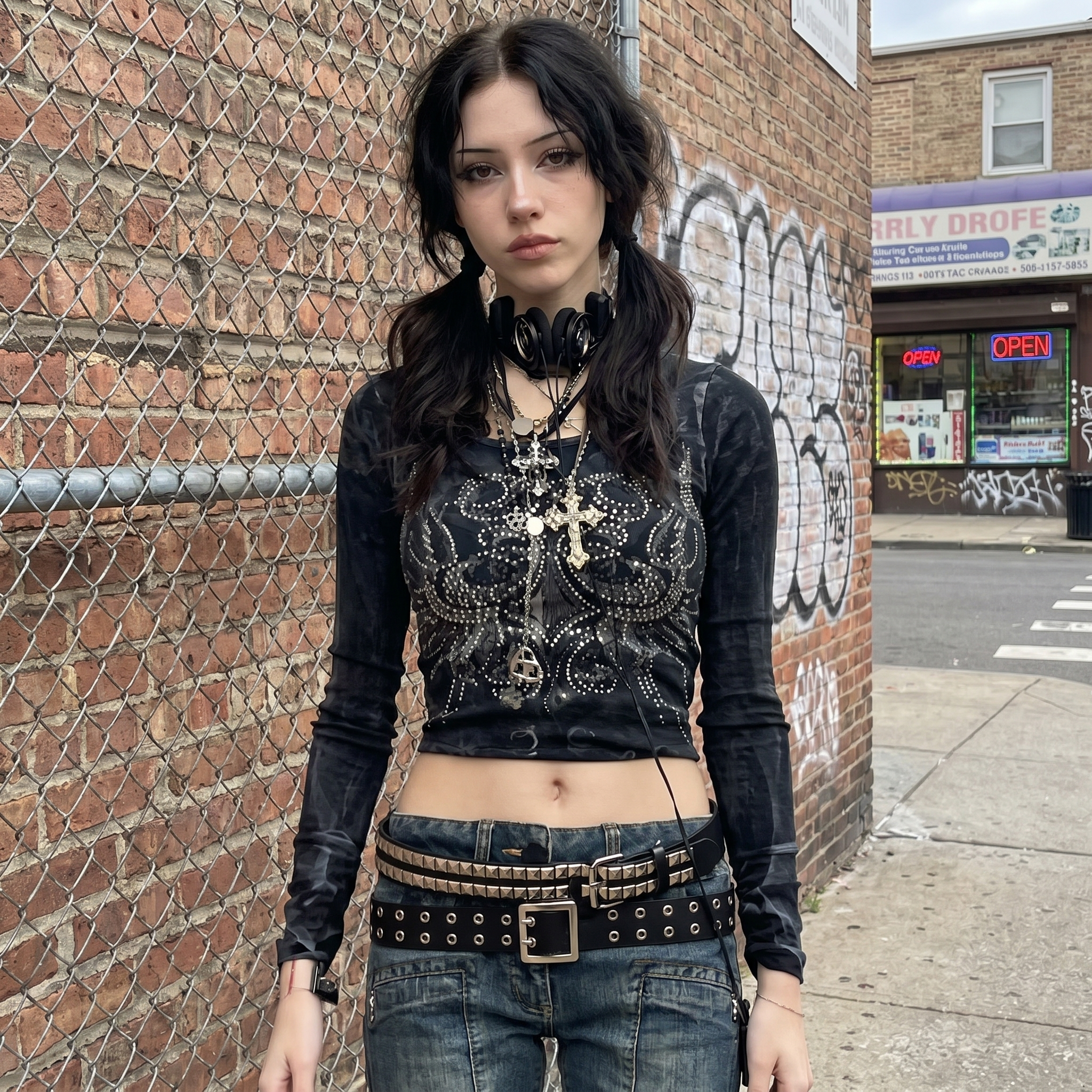 Rhinestone Y2K Graphic Crop Top