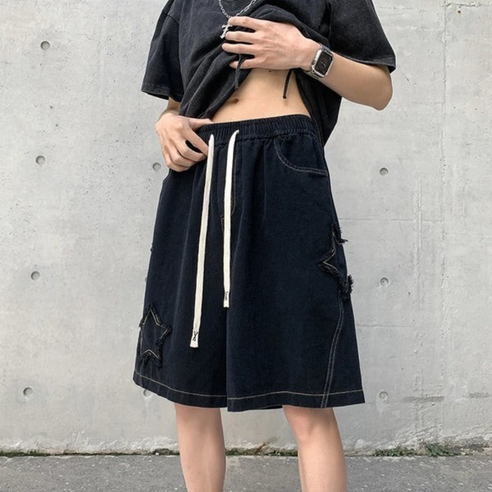 Y2K Star Patch Baggy Shorts