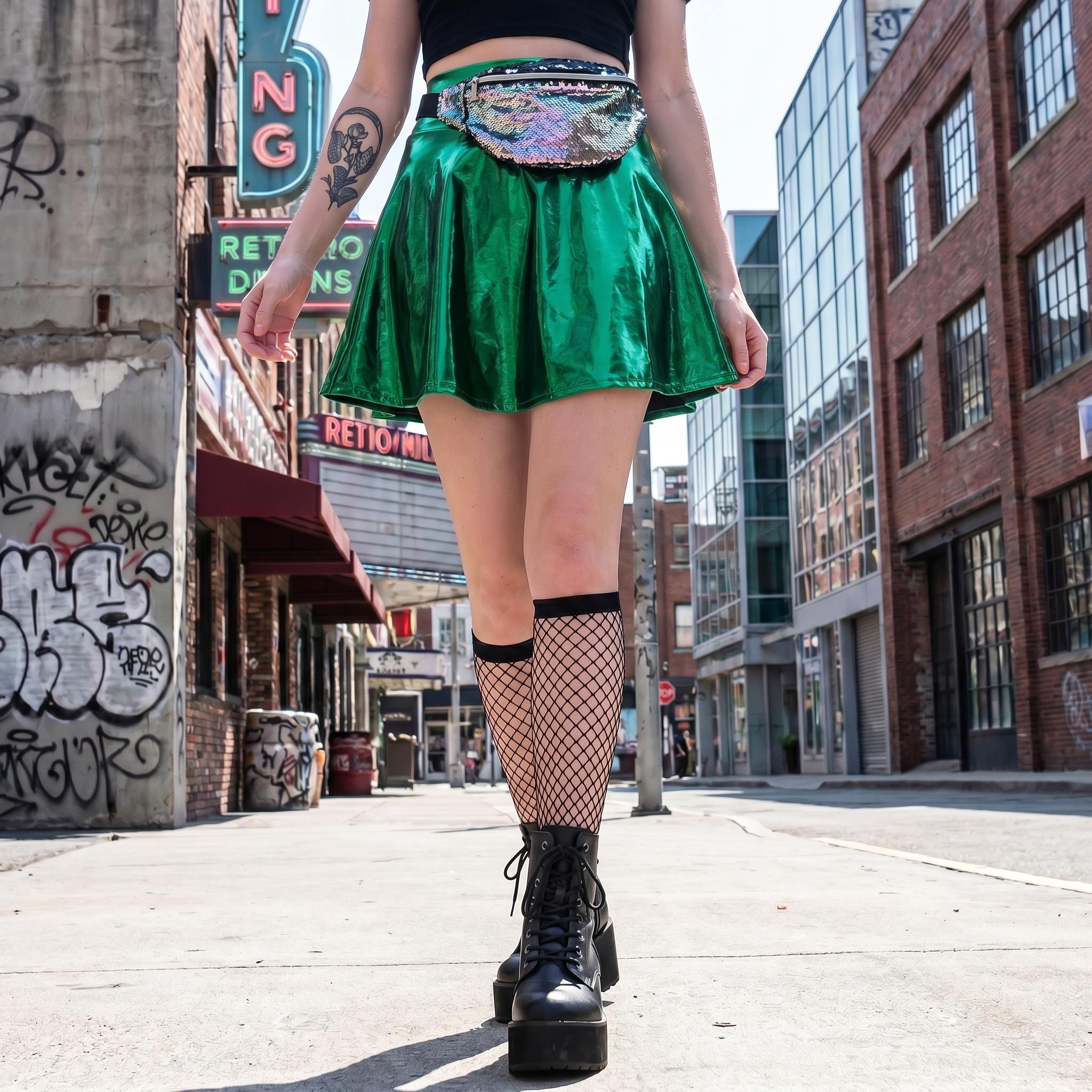 High Waist Y2K Leather Skirts