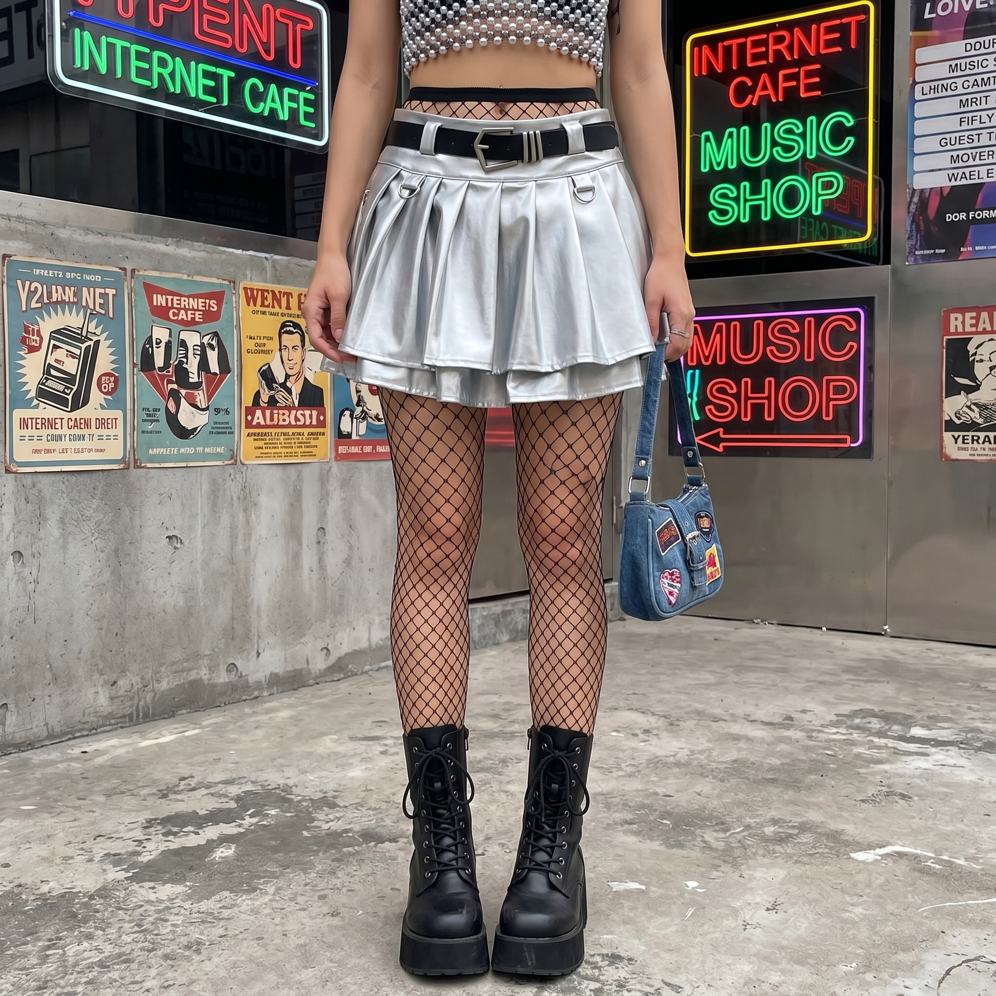 Leather Y2k Pleated Skirt