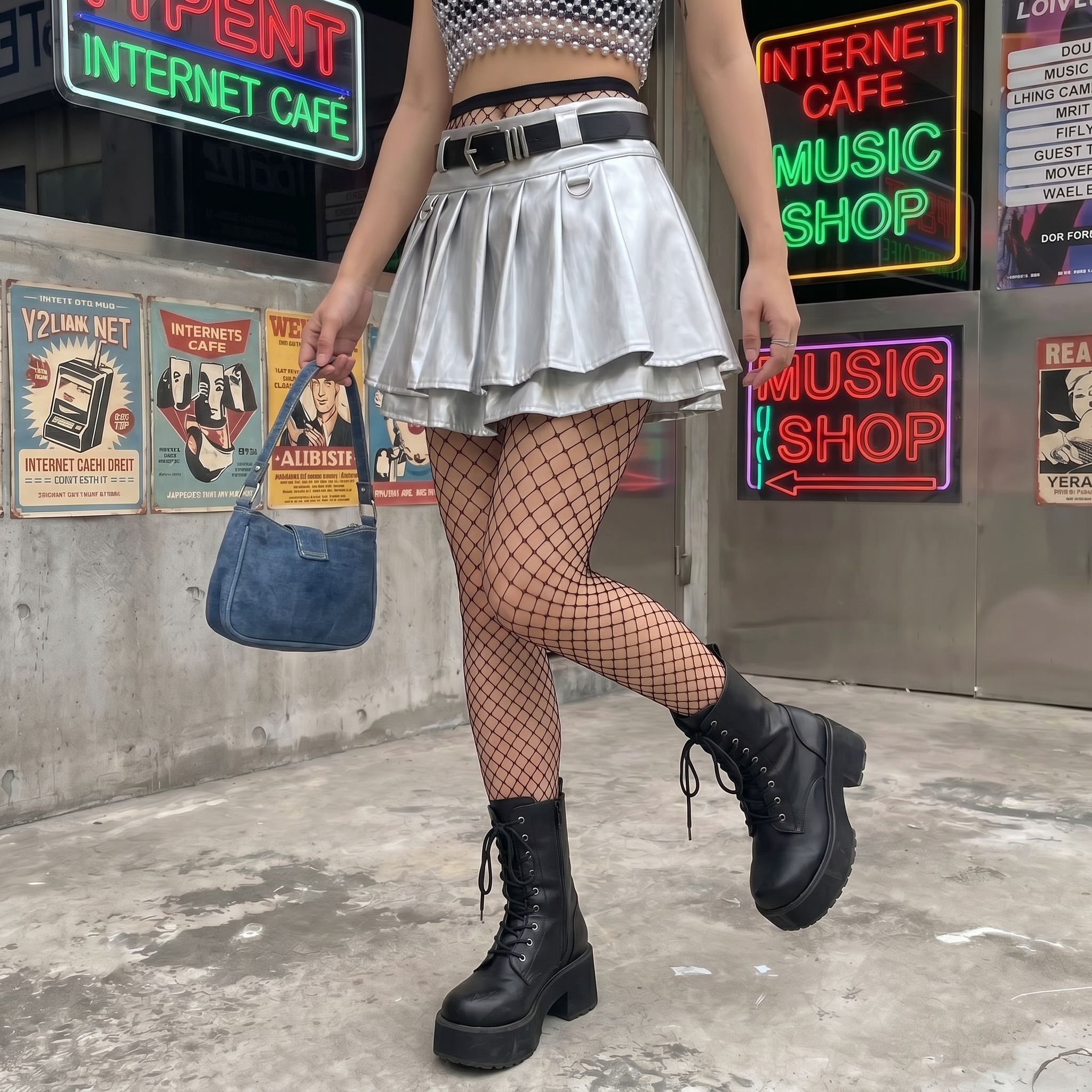 Leather Y2k Pleated Skirt