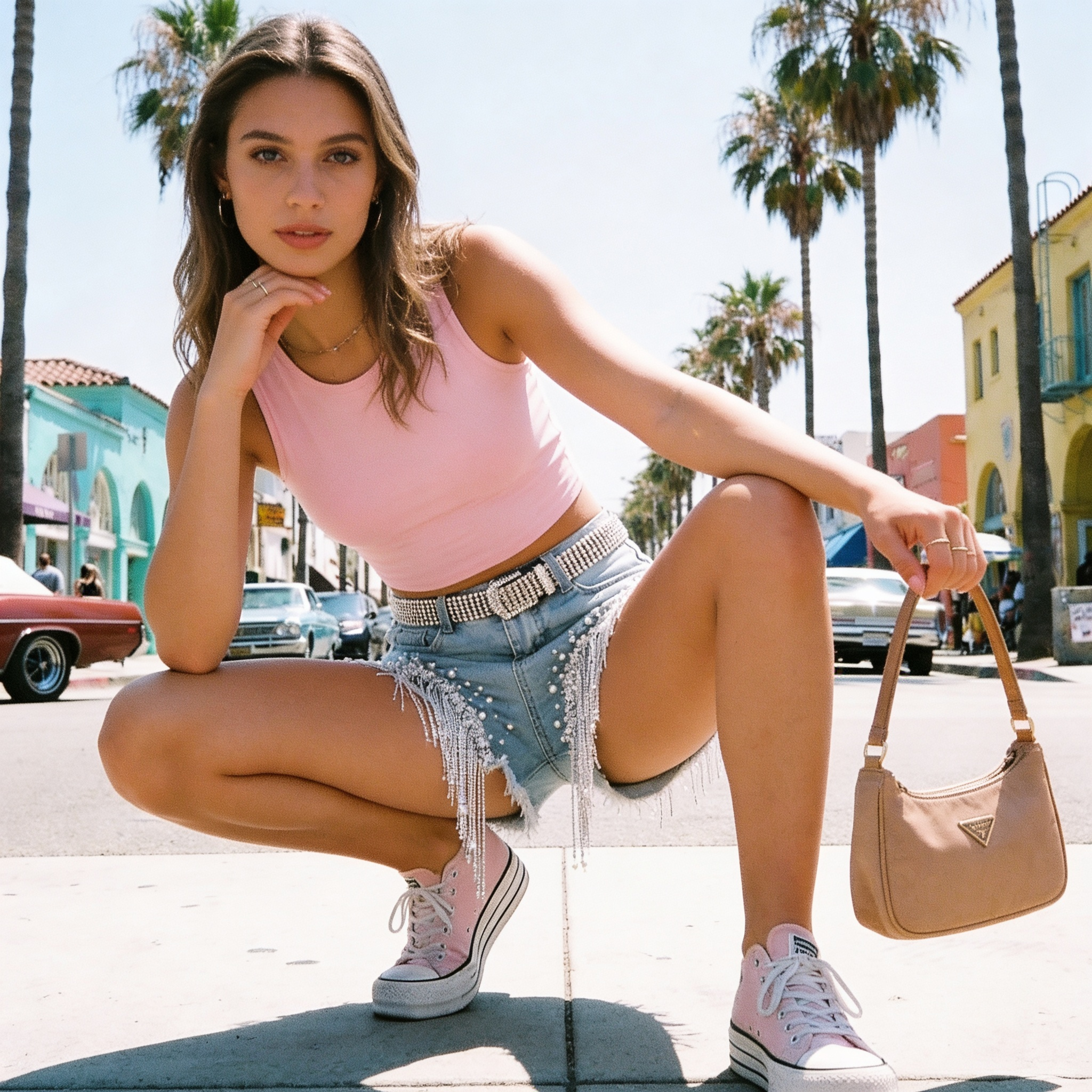 Y2K Fringe Denim Shorts