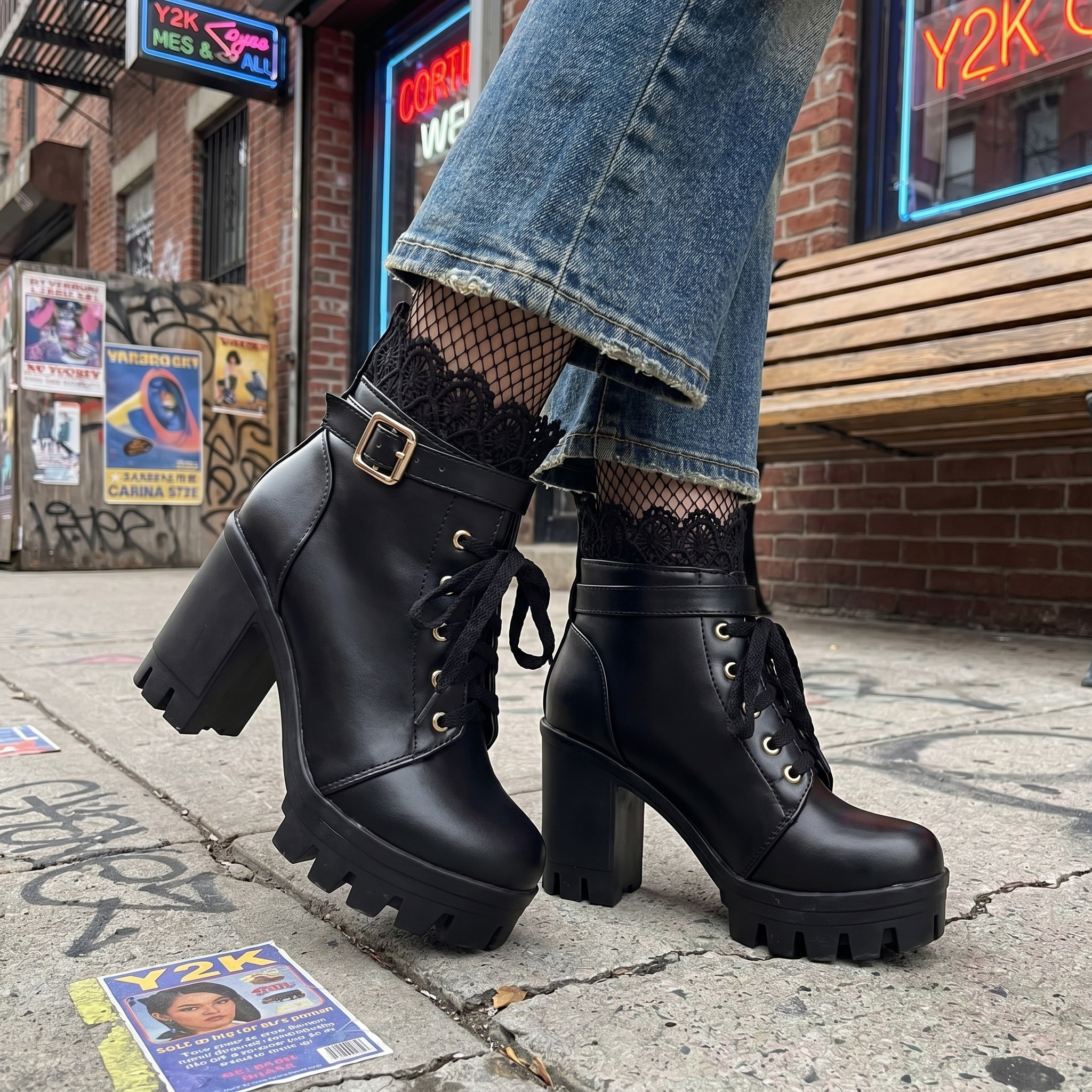 Lace Up Y2K Heeled Boots