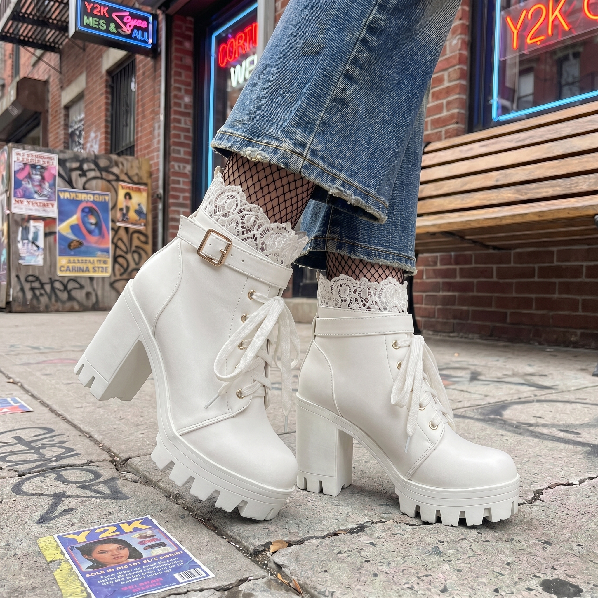 Lace Up Y2K Heeled Boots