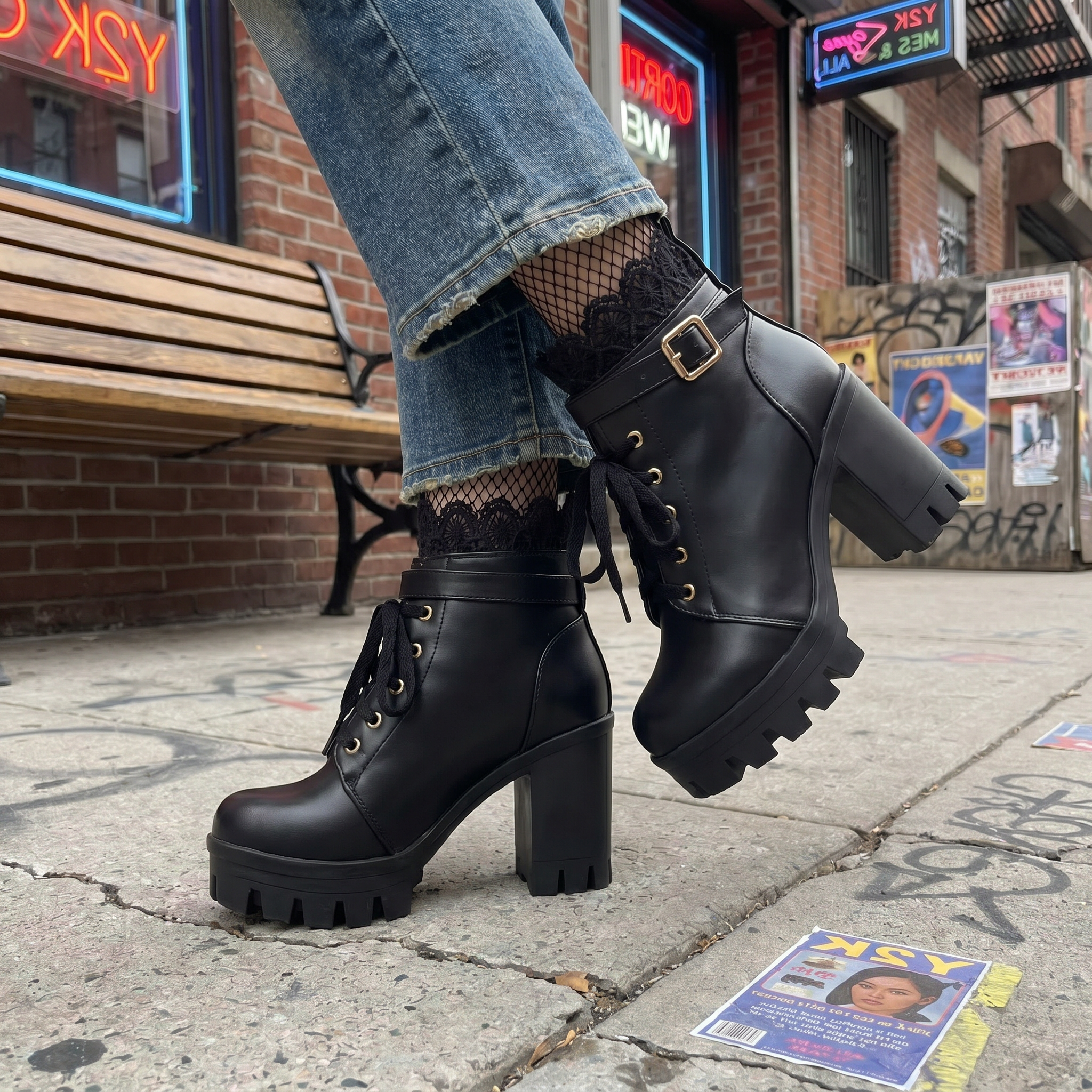 Lace Up Y2K Heeled Boots