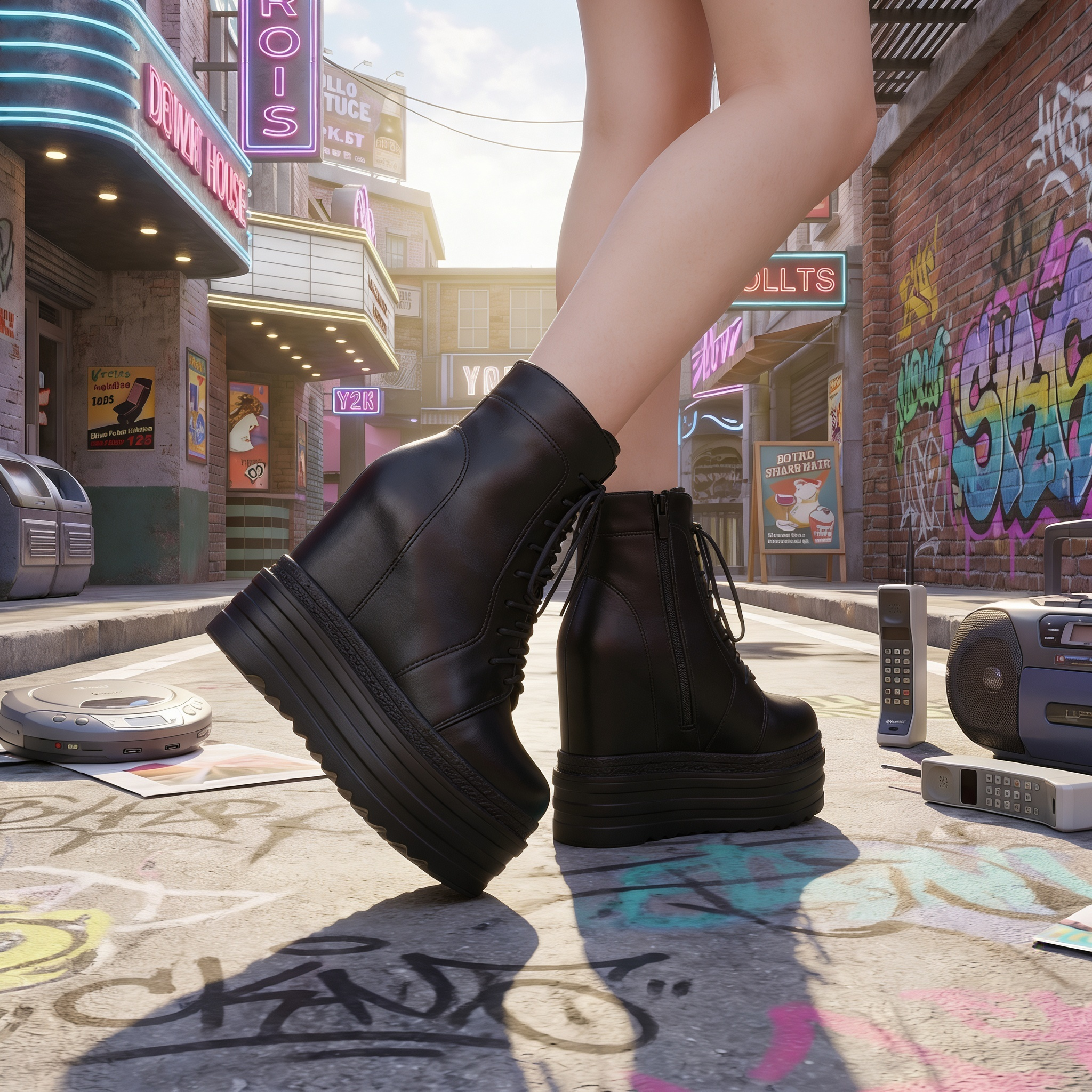 Y2K Platform Wedge Boots