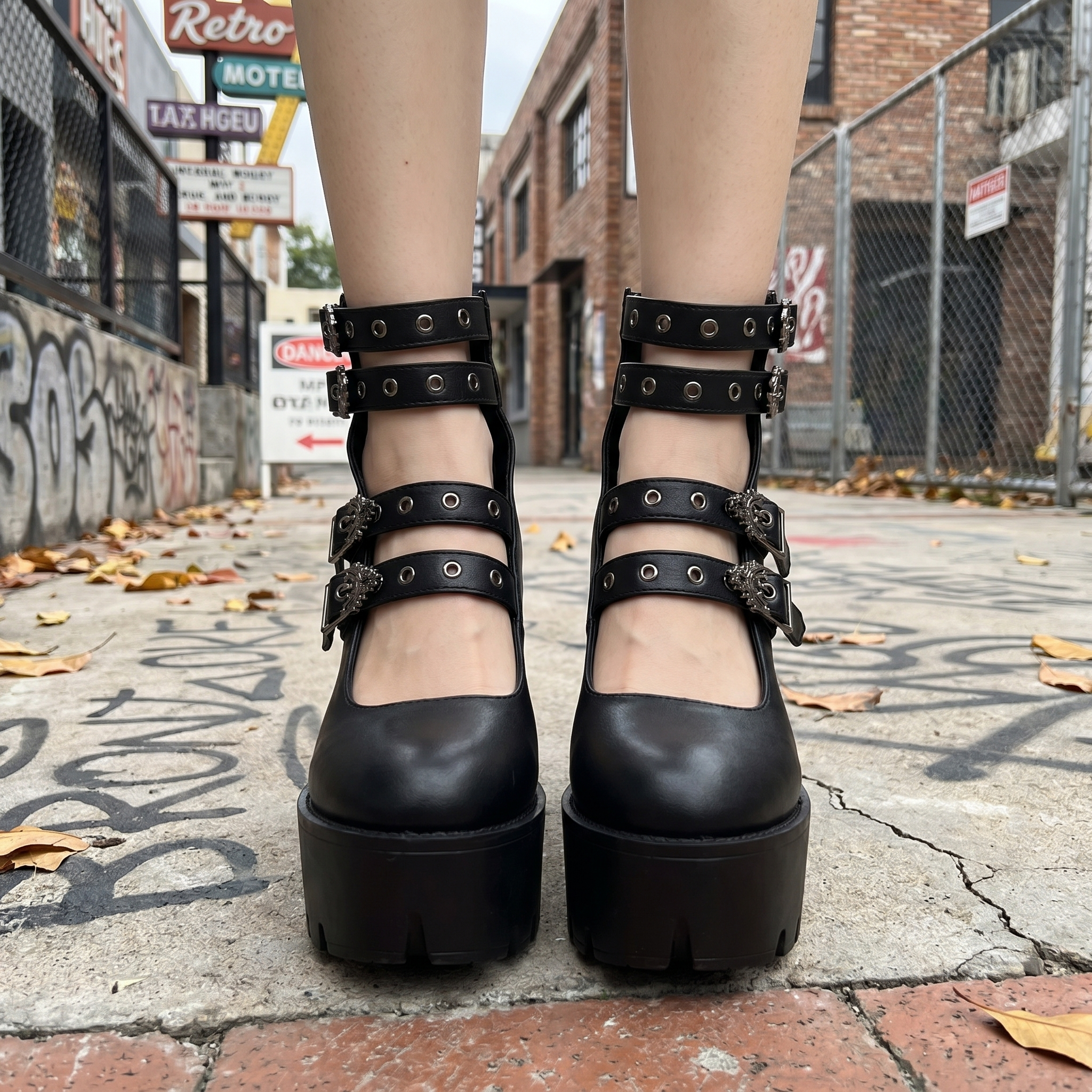 Gothic Y2K Platform Heels
