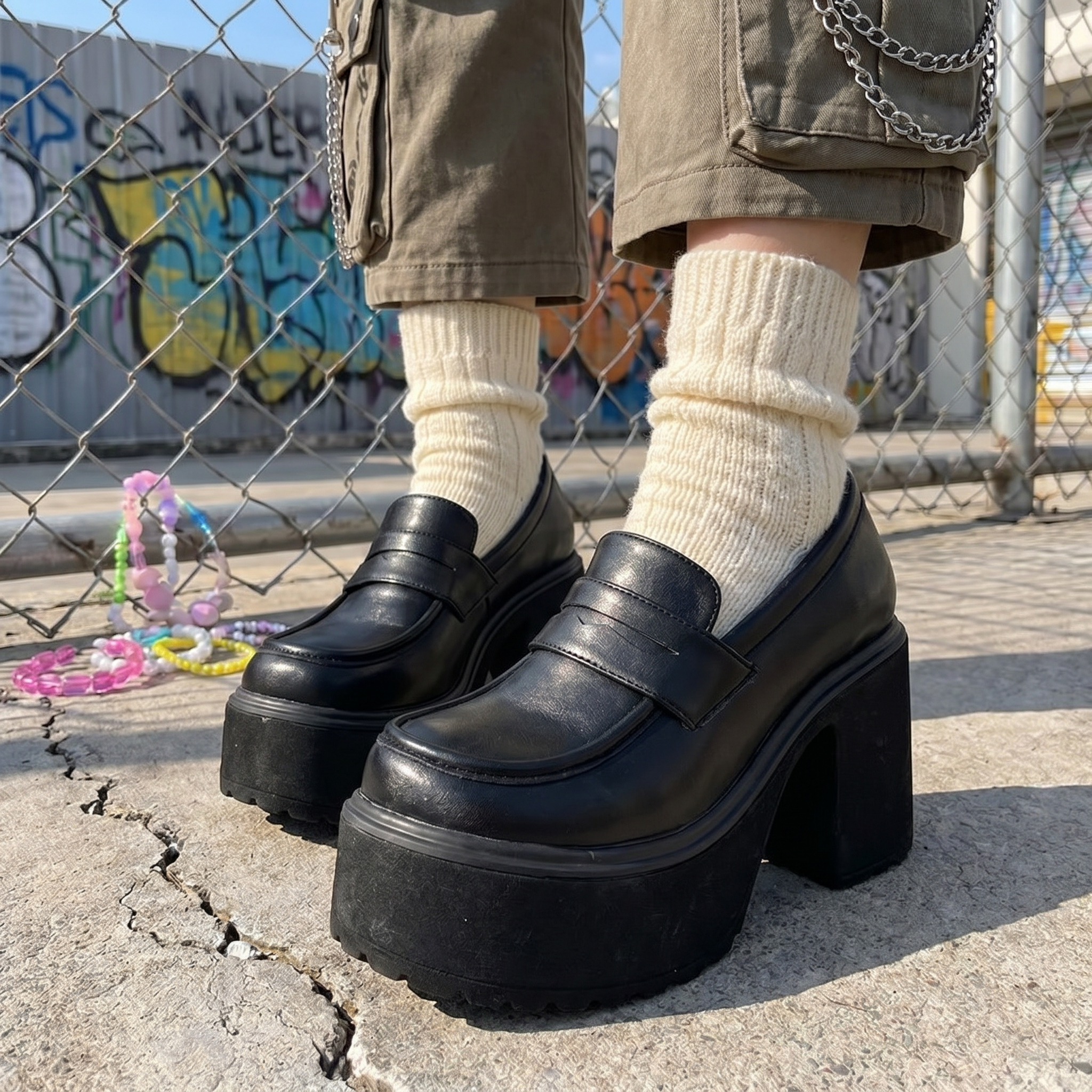 Chunky Y2K Loafer Heels
