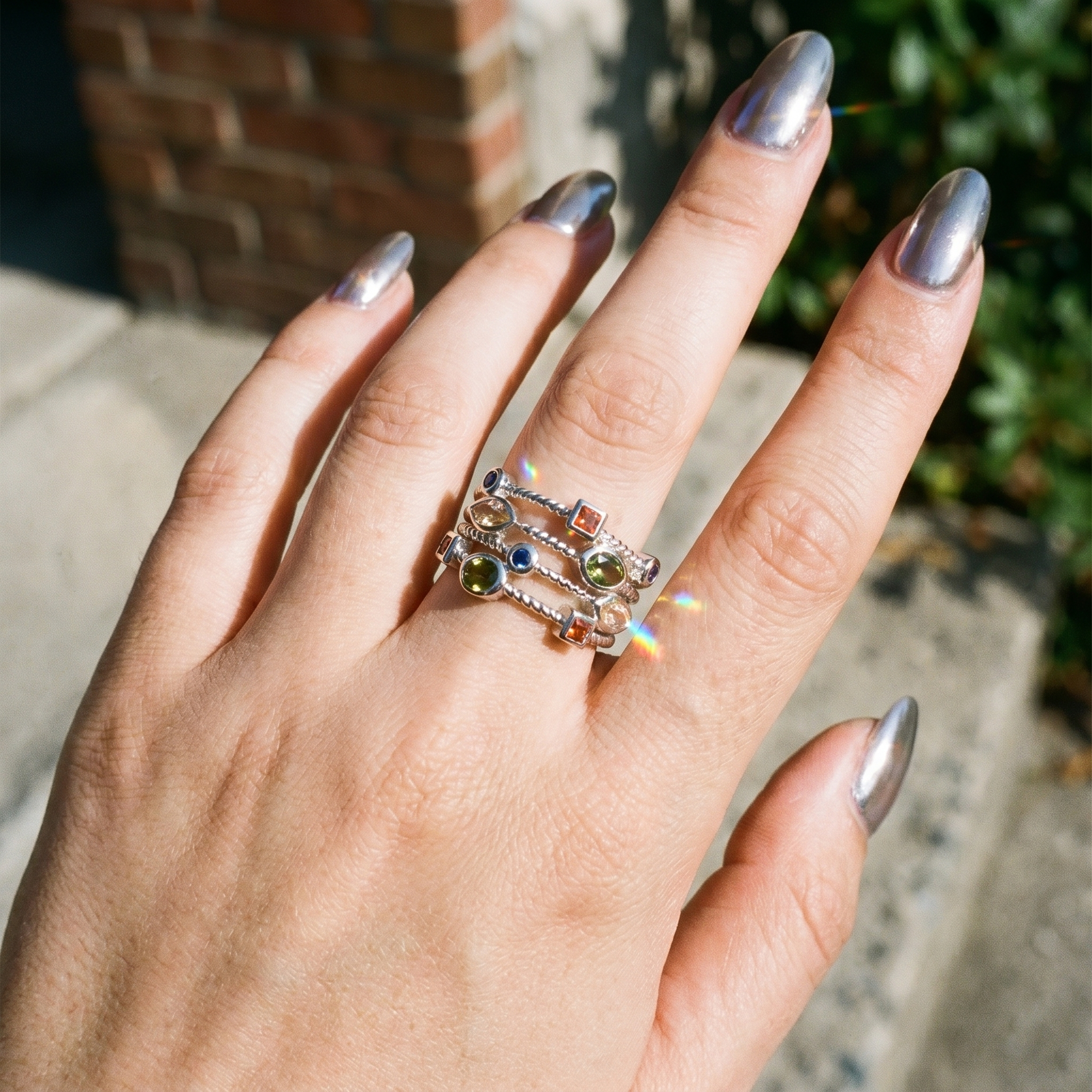 Y2K Gemstone Silver Ring