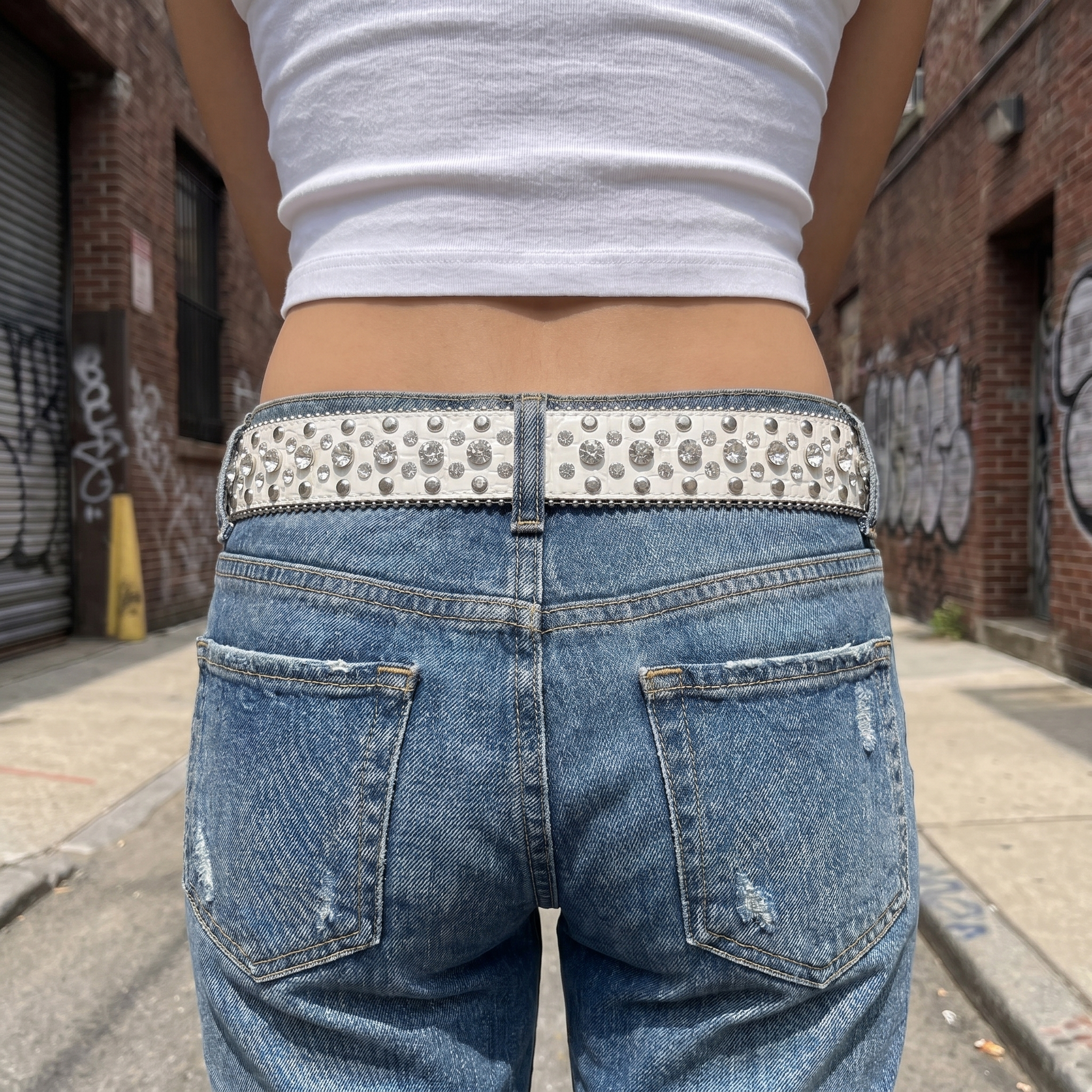 White Y2K Belt