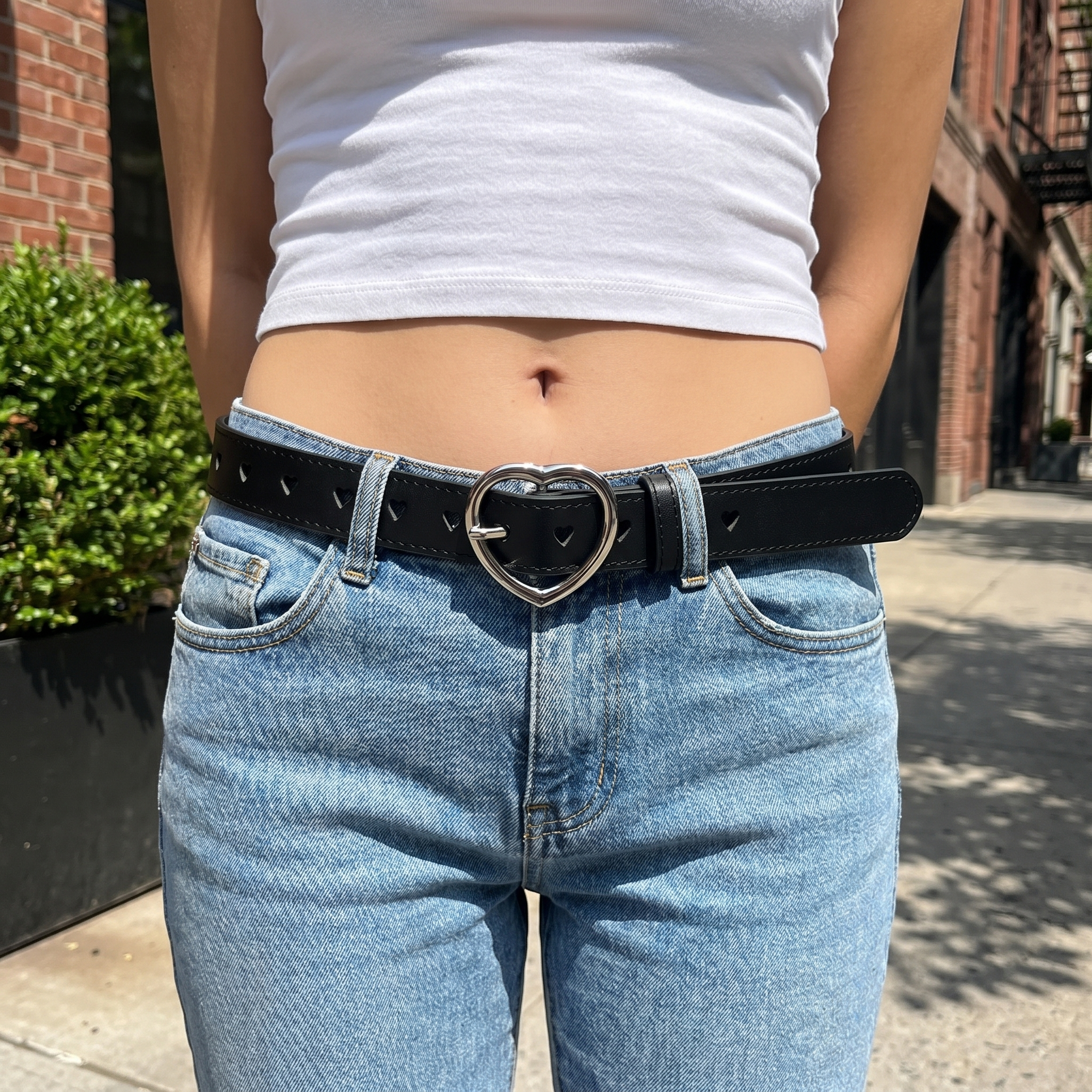 Heart Buckle Leather Y2K Belt